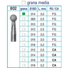 Frese Diamantate Ref.802 ISO 014 3,0mm CA Grana Media 5pz