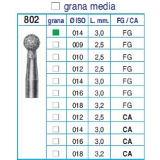 Frese Diamantate Ref.802 ISO 014 3,0mm FG Grana Grossa 5pz