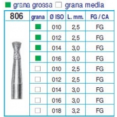 Frese Diamantate Ref.806 ISO 010 2,5mm FG Grana Grossa 5pz