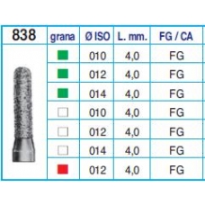 Frese Diamantate Ref.838 ISO 012 4,0mm FG Grana Fine 5pz