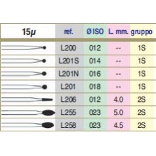 Frese Diamantate Grana Media Ref.L201N ISO 016 3pz