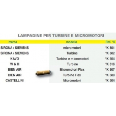 Lampadine x Turbine Micromotori Sirona/Siemens Mod. Turbine