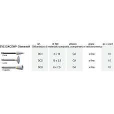 Eve Diacomp Diamantati Ref.DC3 ISO 6x7,5 Grana ExtraFine 10pz