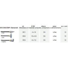 Eve Diacomp Diamantati Ref.DC1 ISO 4x10 Grana ExtraFine 10pz