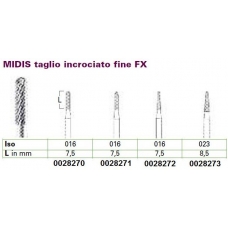 Frese Tungsteno Taglio Incrociato Fine FX D.016 L.7,5mm 2pz