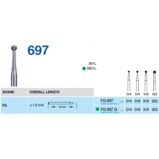 Frese Diamantate Ref.801L ISO 009 Grana Media 5pz