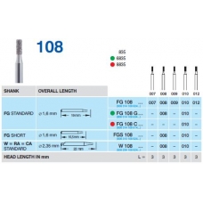 Frese Diamantate Ref.835 ISO 007 3mm Grana Media 5pz